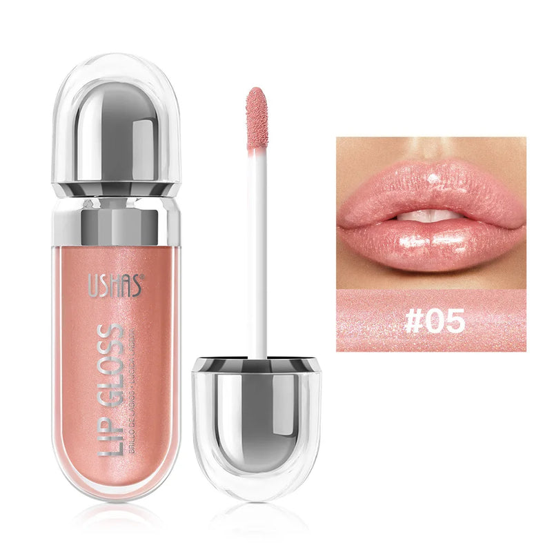 Lip Gloss USHAS – 12 Colori Perlati Waterproof, Lunga Durata e Anti-Sbavatura