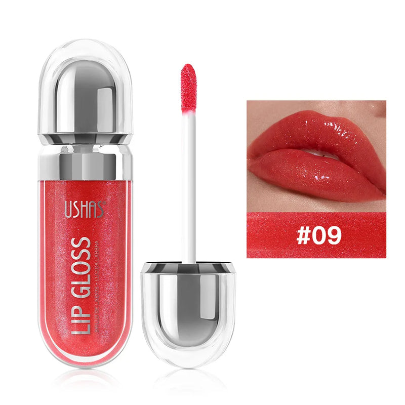 Lip Gloss USHAS – 12 Colori Perlati Waterproof, Lunga Durata e Anti-Sbavatura