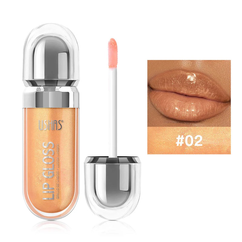 Lip Gloss USHAS – 12 Colori Perlati Waterproof, Lunga Durata e Anti-Sbavatura