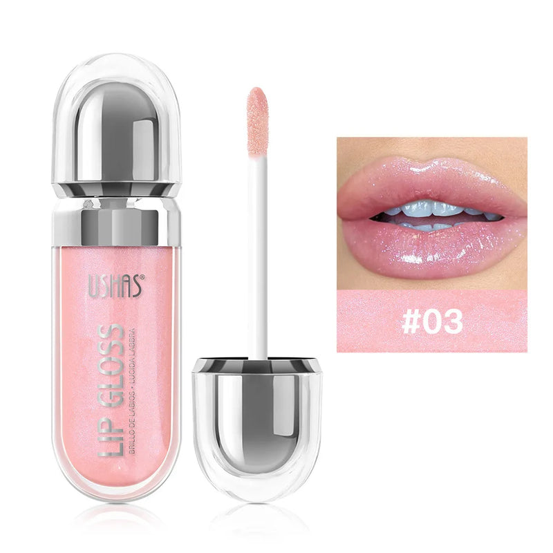 Lip Gloss USHAS – 12 Colori Perlati Waterproof, Lunga Durata e Anti-Sbavatura