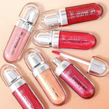Lip Gloss USHAS – 12 Colori Perlati Waterproof, Lunga Durata e Anti-Sbavatura