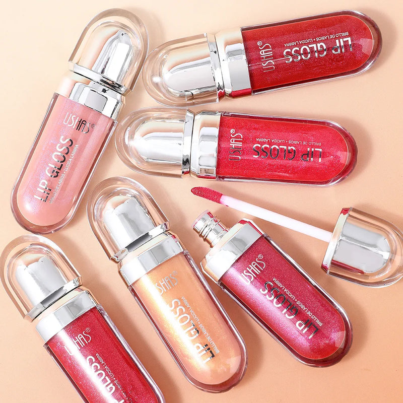 Lip Gloss USHAS – 12 Colori Perlati Waterproof, Lunga Durata e Anti-Sbavatura