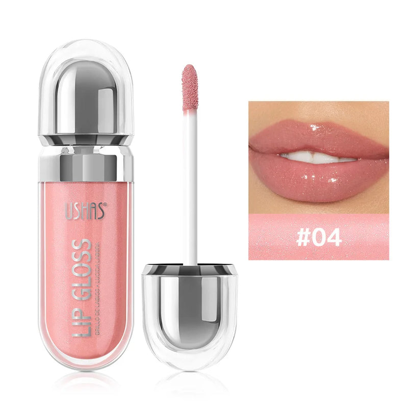 Lip Gloss USHAS – 12 Colori Perlati Waterproof, Lunga Durata e Anti-Sbavatura