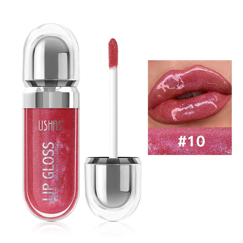 Lip Gloss USHAS – 12 Colori Perlati Waterproof, Lunga Durata e Anti-Sbavatura