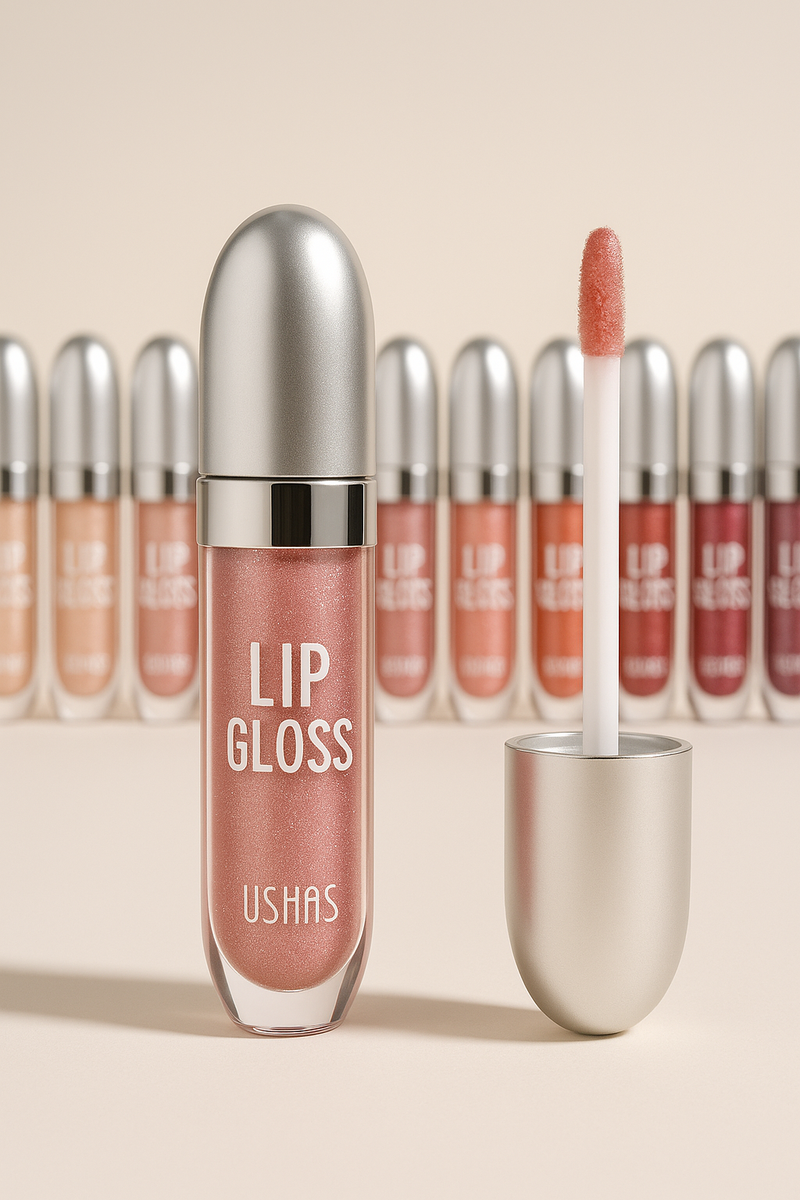 Lip Gloss USHAS – 12 Colori Perlati Waterproof, Lunga Durata e Anti-Sbavatura