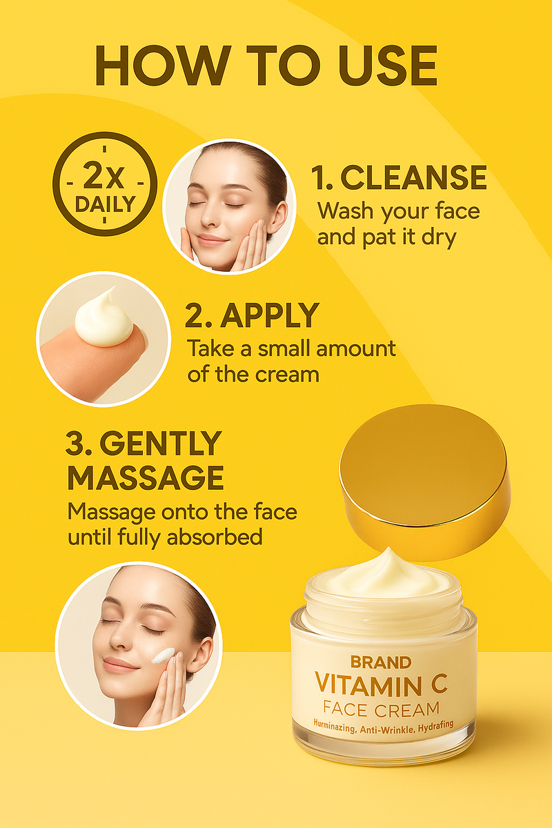 Crema Viso alla Vitamina C con Retinolo e Acido Ialuronico – Illuminante, Anti-Rughe, Idratante